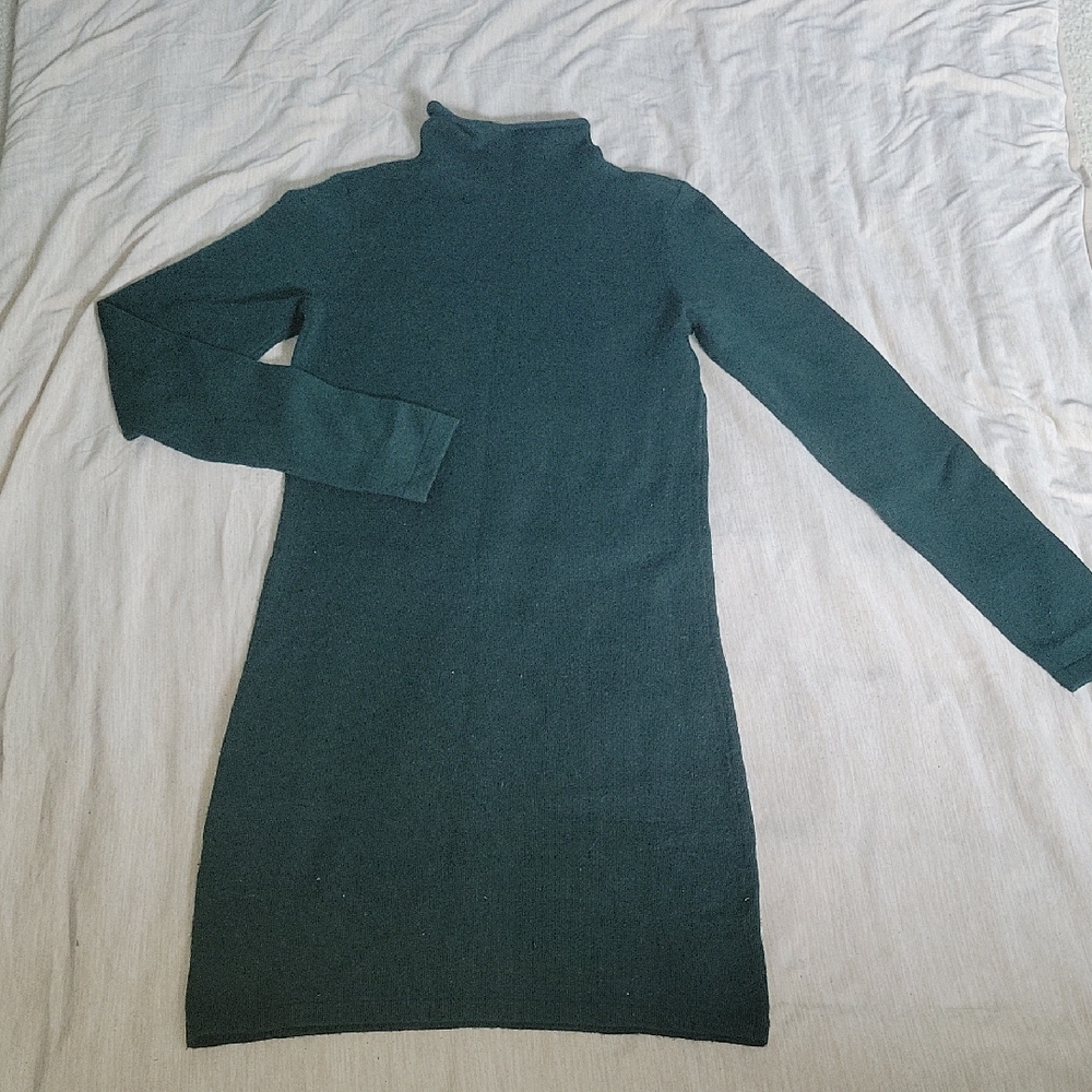 Elegant Green Turtleneck Dress